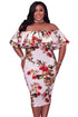 Floral Layered Ruffle Off Shoulder Curvaceous Dress